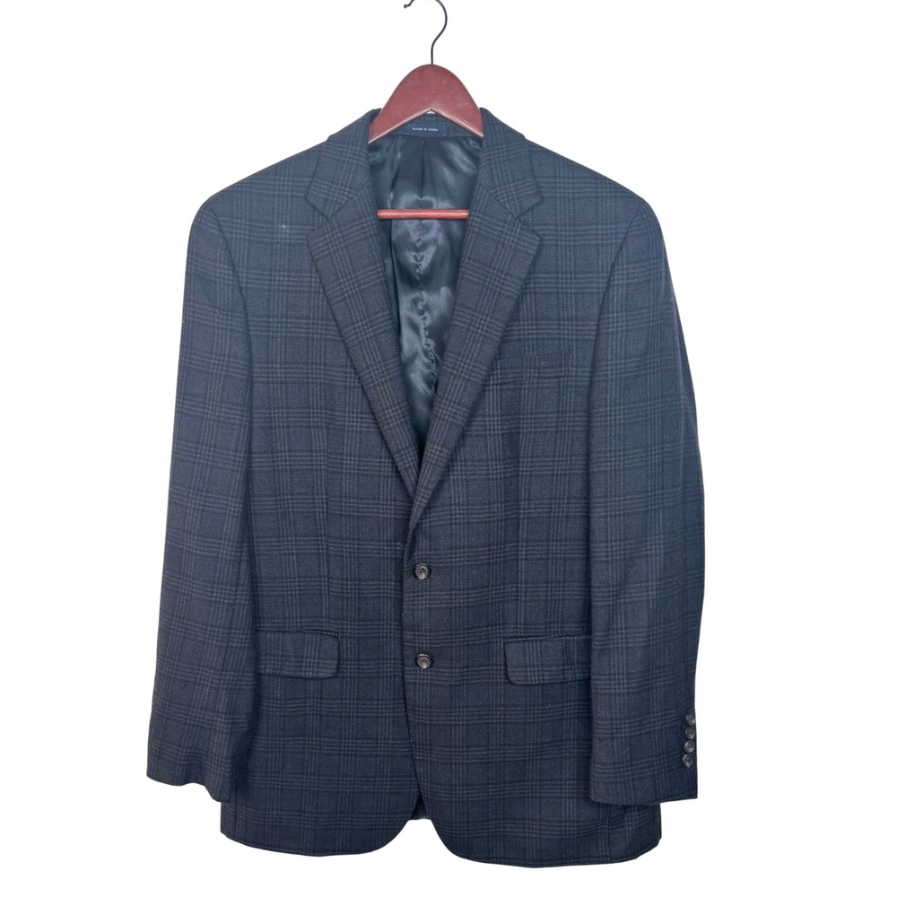 Ralph Ralph Lauren‎ Men's 40L Plaid Wool Blazer Jacket Sport Coat Navy Dillard's